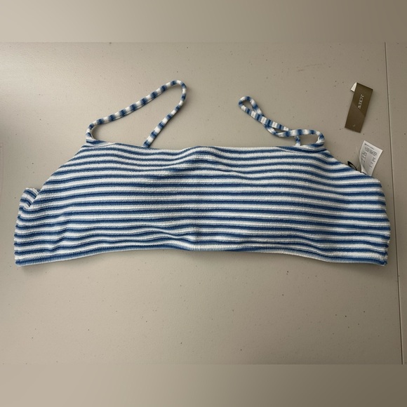 J.Crew Textured Scoopneck Bikini Top in Stripe Light Blue and White Size 3X - Picture 2 of 7
